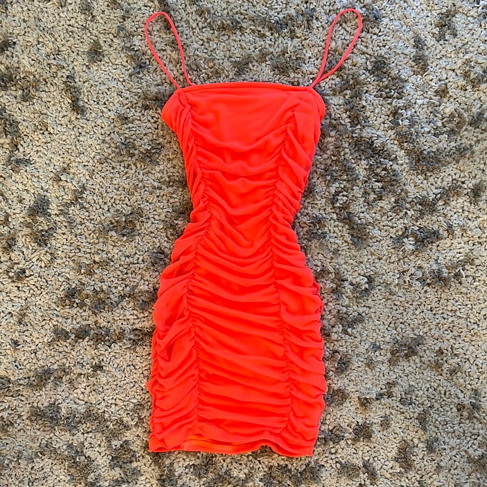 Mesh ruched dress